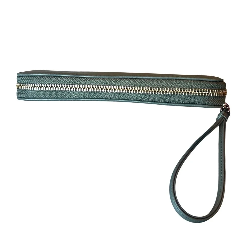 A New Day Women's Zip Around‎ Wristlet Wallet Green Organizer Clutch